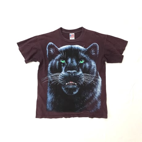 animal print T-shirt   made in USA Black leopard