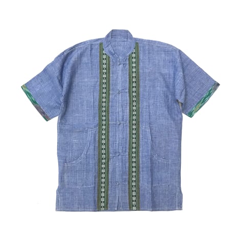 linen chambray embroidery china shirt
