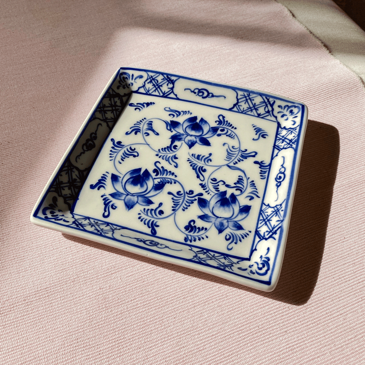 希少 深川製磁 百年庵 茶灰釉 プレート 皿 スクエア 正方形 直径14センチ