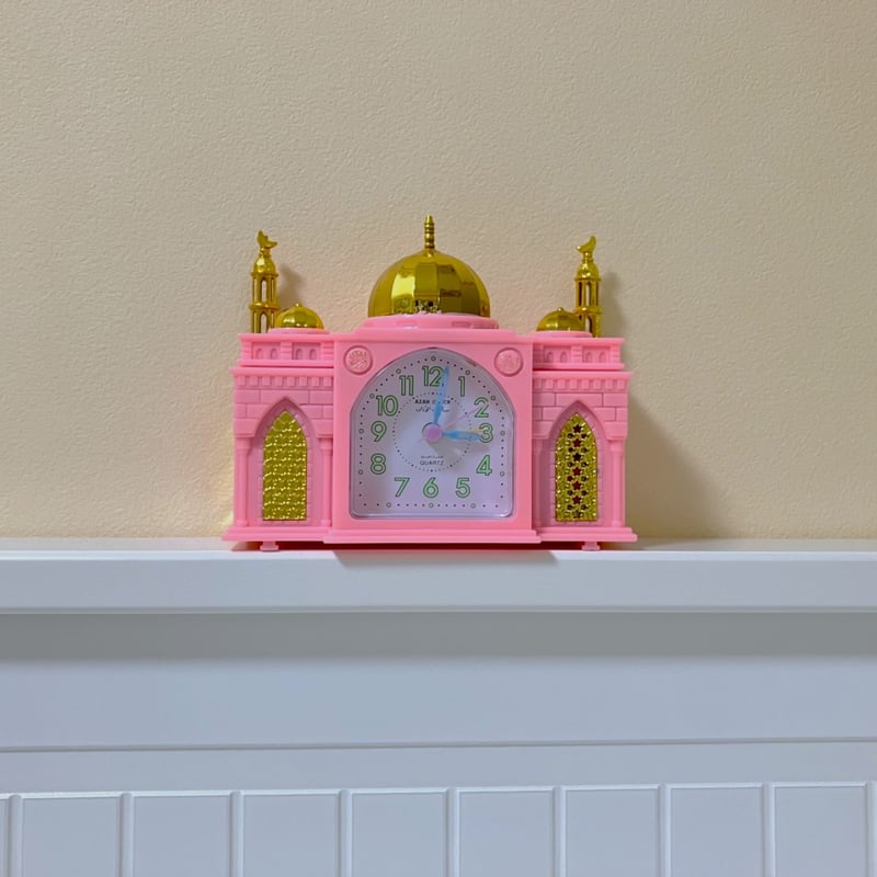 アザーンクロック モスクのかたちをした目覚まし時計 ピンク Sサイズ