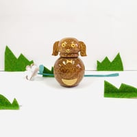 ベトナム雑貨　ココナッツウッドの楊枝入れ　ピギー　piggy　子豚