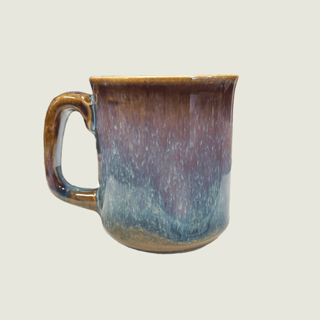 バッチャン焼き　小さめマグカップ　パープル系　ベトナム雑貨