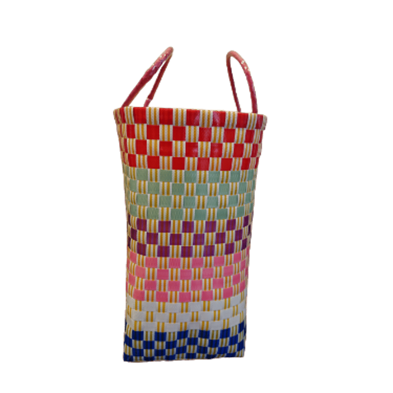 最終お値下げ.新品：ボーダーデザインのかごバッグ】 最終お値下げ