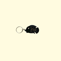 ベトナム雑貨　水牛キーホルダー　魚　さかな　黒系
