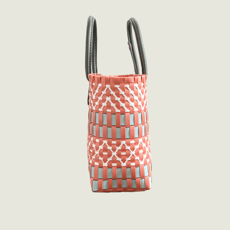 チェック柄 プラスチック製かごバッグ　woven グレーチェック×ブラックS 2WAYプラカゴバッグ プラカゴ かご