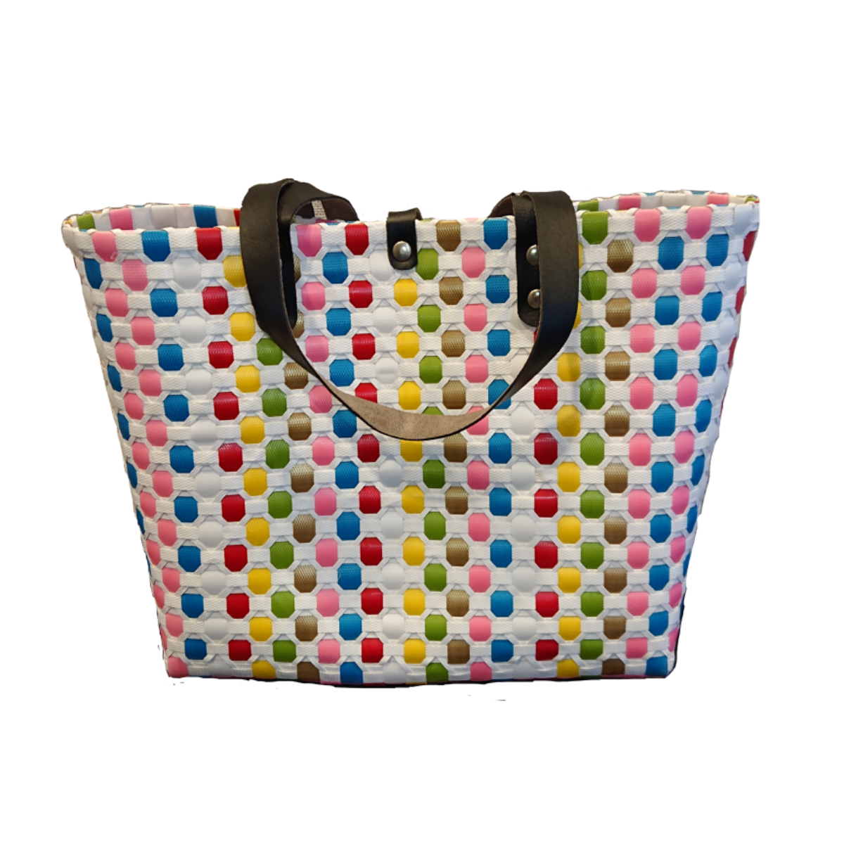 カラフルチェック柄かごバッグ マルチチェック S ピンクブルー 2WAYプラカゴバッグ スパバッグ