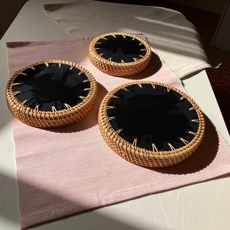 ベトナム雑貨 貝細工のトレイ 小 籐 ラタン シェル | made me chum