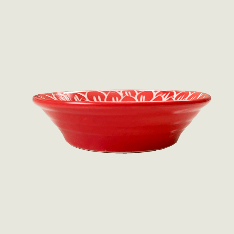 バッチャン焼き 彫皿 小皿 赤い花 ベトナム雑貨 | made me chum