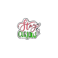 手書き風文字　エナメルピン　ネコ　Stay Curious