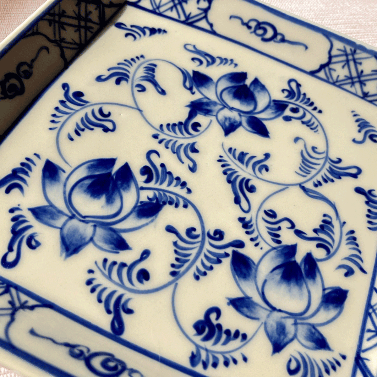 希少 深川製磁 百年庵 茶灰釉 プレート 皿 スクエア 正方形 直径14センチ