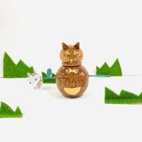 ベトナム雑貨　ココナッツウッドの楊枝入れ　キトゥン　kitten　子猫