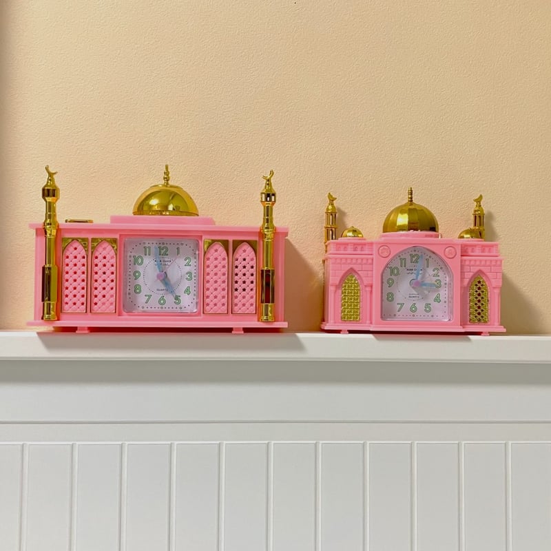 アザーンクロック モスクのかたちをした目覚まし時計 ピンク／グリーン