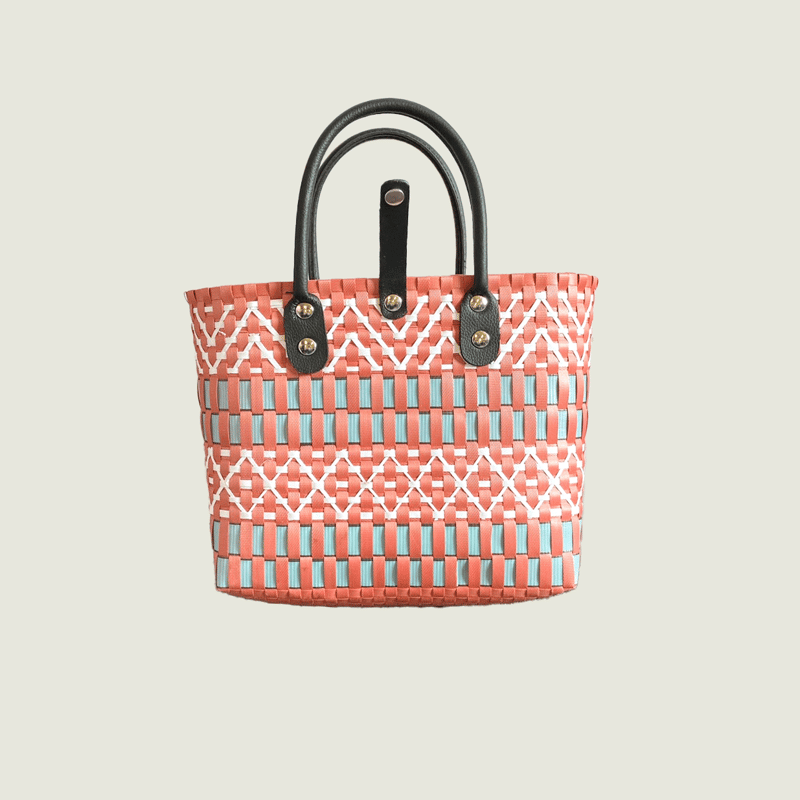 チェック柄 プラスチック製かごバッグ　woven グレーチェック×ブラックS 2WAYプラカゴバッグ プラカゴ かご