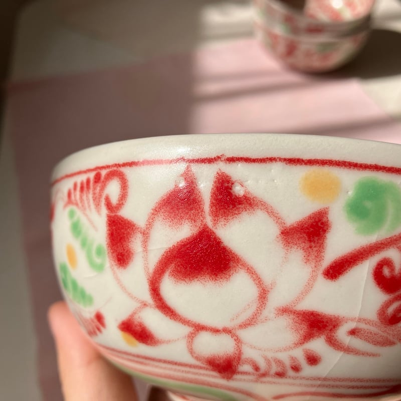 バッチャン焼き 赤い蓮 どんぶり お椀 丼 オールド | made me chum