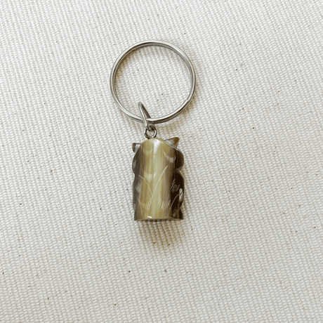 ベトナム雑貨　水牛キーホルダー　ふくろう　②　茶系