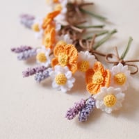 ポピー×カモミール×ラベンダーのブーケブローチ