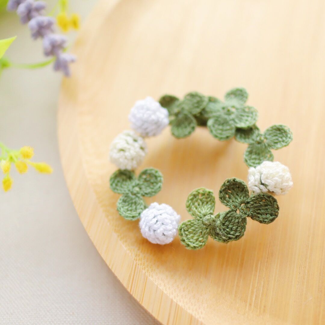 碌山　シロツメクサ　ブローチ 楽天市場】【シロツメクサ】刺繍ブローチ、Made in japan、刺繍