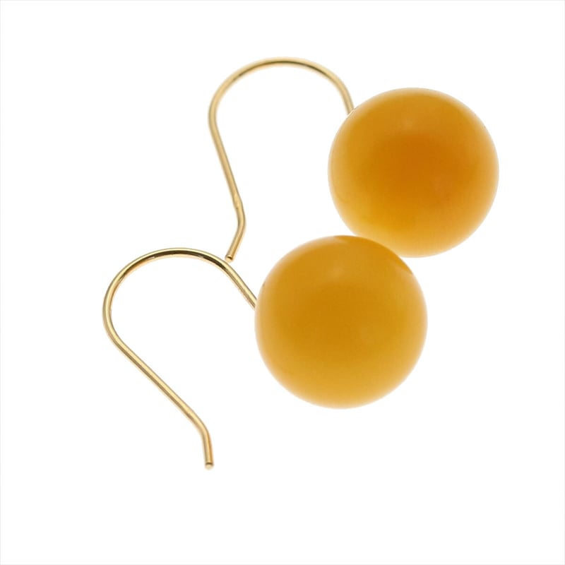 GALLERY megumi 保証書付き K18 天然 蜜蝋琥珀 8.0mm 丸珠 フックピア