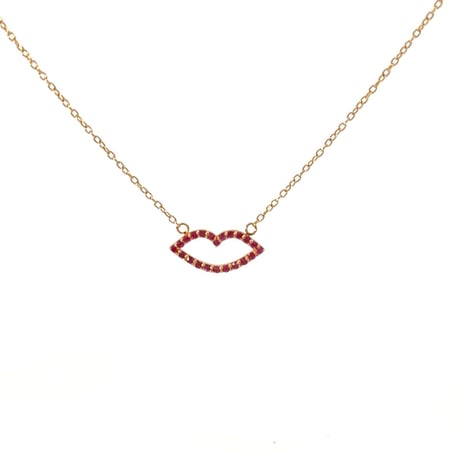 GALLERY megumi保証書付き K18 天然 ルビー 唇 モチーフ くちびる リップ ペンダントネックレス リバーシブル