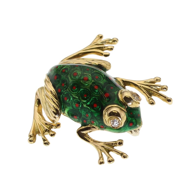 GALLERY megumi保証書付き K18 ダイヤモンド エナメル カエル 蛙