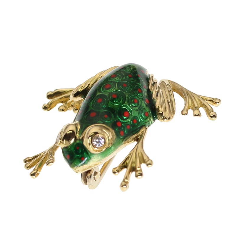 GALLERY megumi保証書付き K18 ダイヤモンド エナメル カエル 蛙