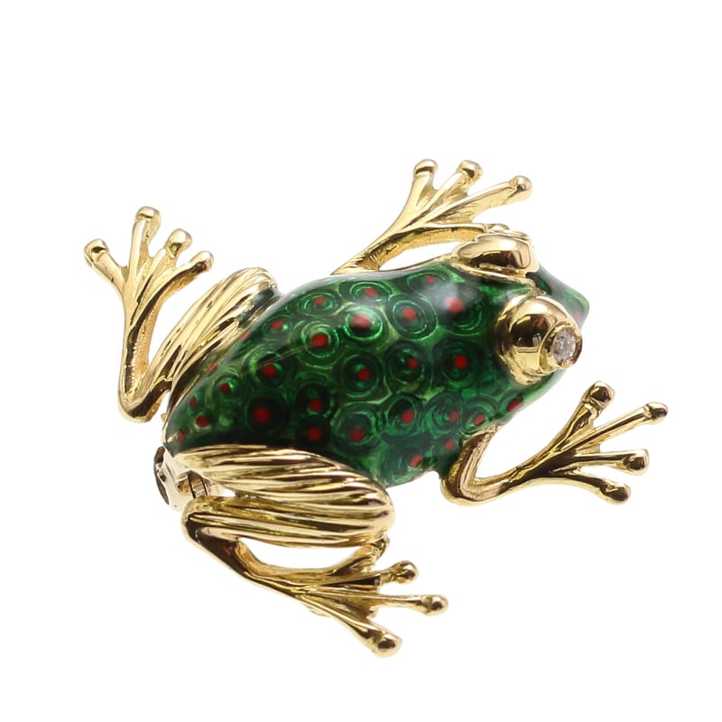 GALLERY megumi保証書付き K18 ダイヤモンド エナメル カエル 蛙