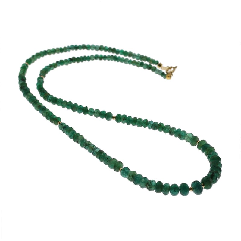 GALLERY megumi保証書付き K18 天然 エメラルド ビーズ ネックレス 48ct