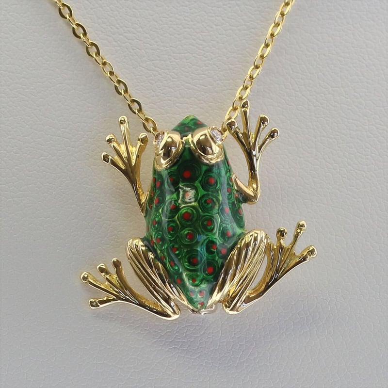 GALLERY megumi保証書付き K18 ダイヤモンド エナメル カエル 蛙