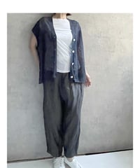 Hands of creation　1510711 linen前あきベスト　ネイビー