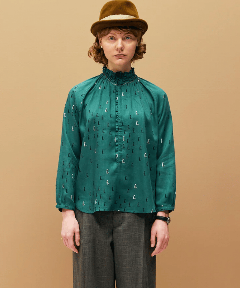 シオンプリントのくしゅくしゅブラウス(インディゴ) シオンプリントのくしゅくしゅブラウス(インディゴ)