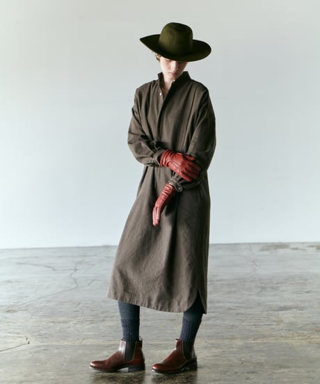 DO-0163　フランネルワンピース　  BROWN