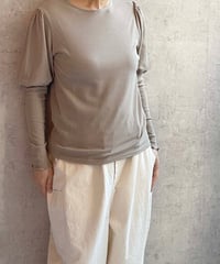 Gauze#  G1042 キュリオスギャザースリーブ リブプルオーバー　MOKA