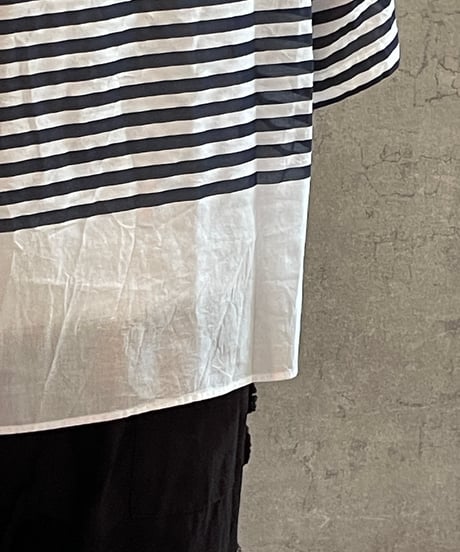 made in Japan　LABORATORY　LA471　バスクボーダーショートスリーブブラウス　WHITE×NAVY