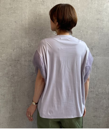 Lallia Mu　2412582 袖チュールデザインTEE　ラベンダー