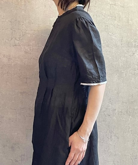 ROBE de PEAU  R362  DAYLIGHT ROBE 麻のワンピース　BLACK