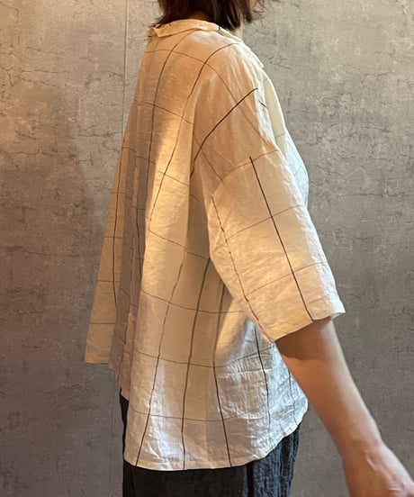 made in japan　ROBE de PEAU  R364　カミーユフリルブラウス　CHECK