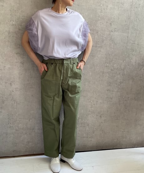 Lallia Mu　2412582 袖チュールデザインTEE　ラベンダー