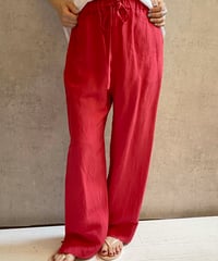made in Japan　MANON  MNN-PT-166　レーヨンリネン スリットイージーパンツ　レッド