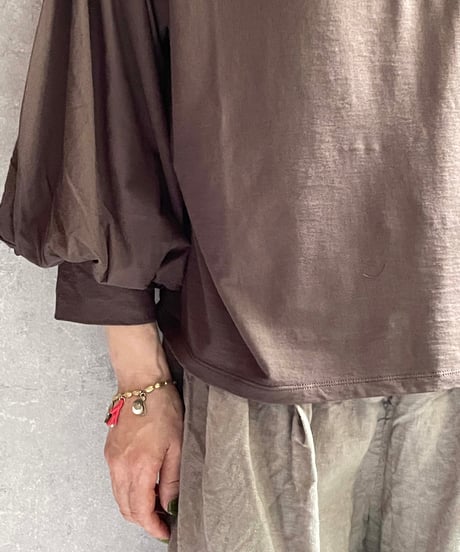 Gauze# G1087　スリーブキュリアスプルオーバー　BROWN KHAKI　(maide in japan)