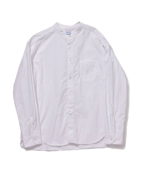 TS-0163　コットンスタンドカラーシャツ　 BLUE STRIPE