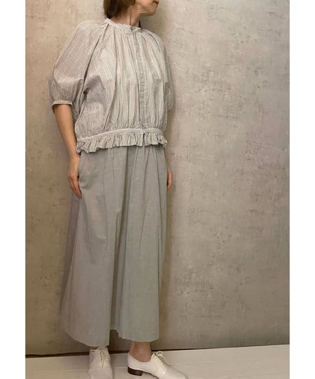 In trace(イントレース）8T004  gyathered shirt ストライプ