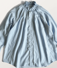 DS-0164　キュプラネックシャーリングシャツ　サックス
