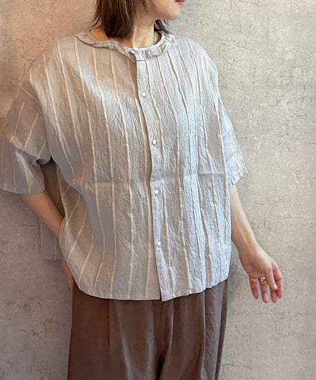 made in japan　ROBE de PEAU  R364　カミーユフリルブラウス　CHECK