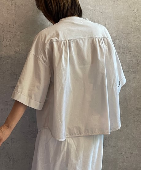 made in Japan   FABRIQUE en planète terre  261-022　コンビネーションモックネック6分袖プルオーバー グレー　汚れありにてPRICE DOWN