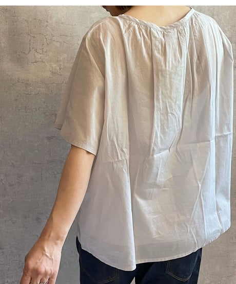 made in Japan   FABRIQUE en planète terre  261-118 ローン半袖ブラウス　アイスグレー