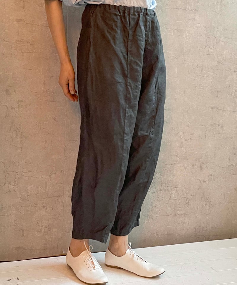 Gauze# G1046 ナチュラルドライリネンチャーリーパンツ charcoal
