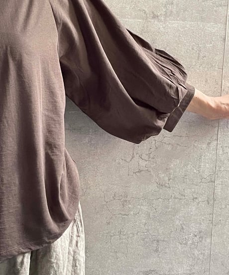 Gauze# G1087　スリーブキュリアスプルオーバー　BROWN KHAKI　(maide in japan)