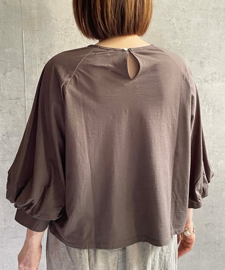 Gauze# G1087　スリーブキュリアスプルオーバー　BROWN KHAKI　(maide in japan)