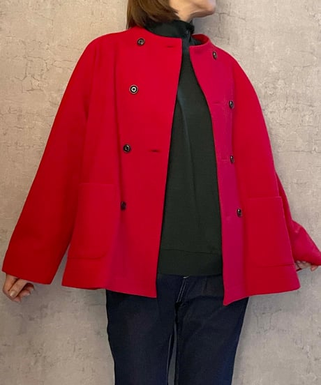 FABRIQUE en planète terre 　242-072　ダブルボタンコート 　RED