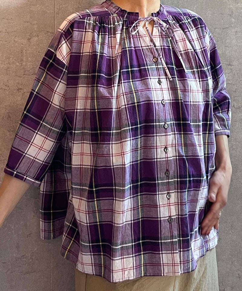 nestRobe　マドラスチェックブラウス nest Robe - リネンマドラスチェック2wayブラウスの通販 by